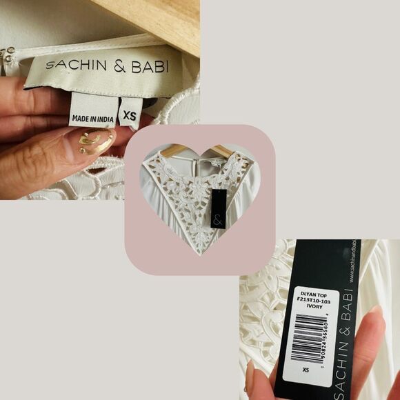 NWT Sachin & Babi Dylan Lace Top XS Ivory Western Boho $345 - Picture 6 of 8